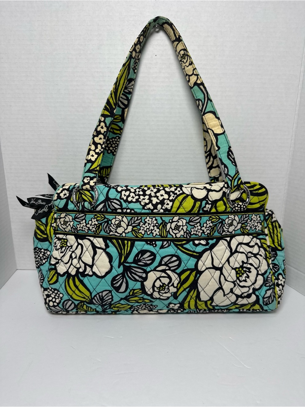Vera Bradley Aqua Floral Quilted Shoulder Bag